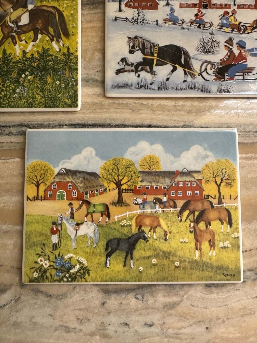Set of 3 Villeroy & Boch Galerie Helga-Luise Seidler Porcelain Tiles